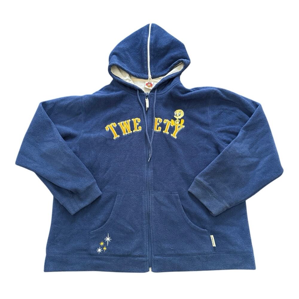 Vintage Warner Bros Looney Tunes Navy Blue Missy Womens XL 16/18 Tweety Hoodie